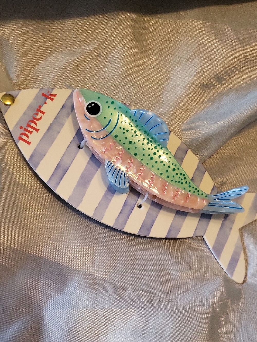 Piper K Fish HAIR CLIP Blue, Green & Pink Playful.. Brand New Li M